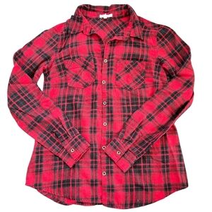 Maurices Red And Black Plaid Button-down Shirt Women's Size Small
